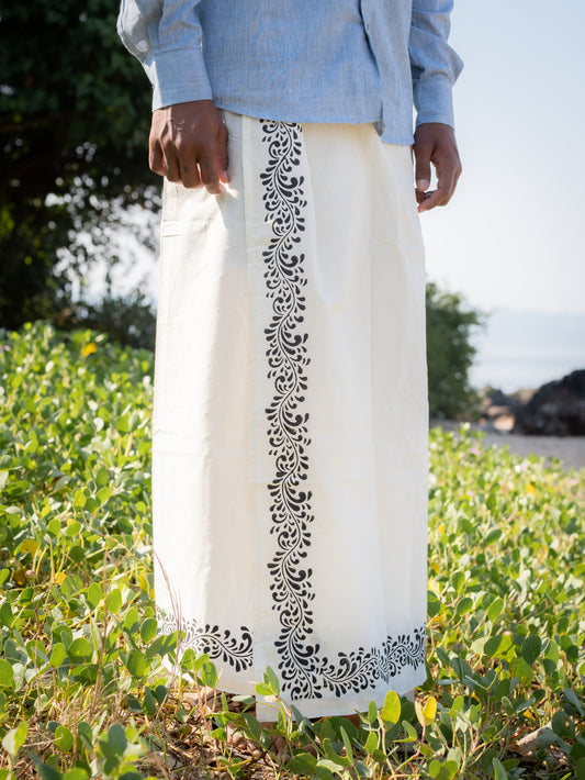 Kora Khaadi Dhoti - Lungi | Veshti | Pancha Wrap - White