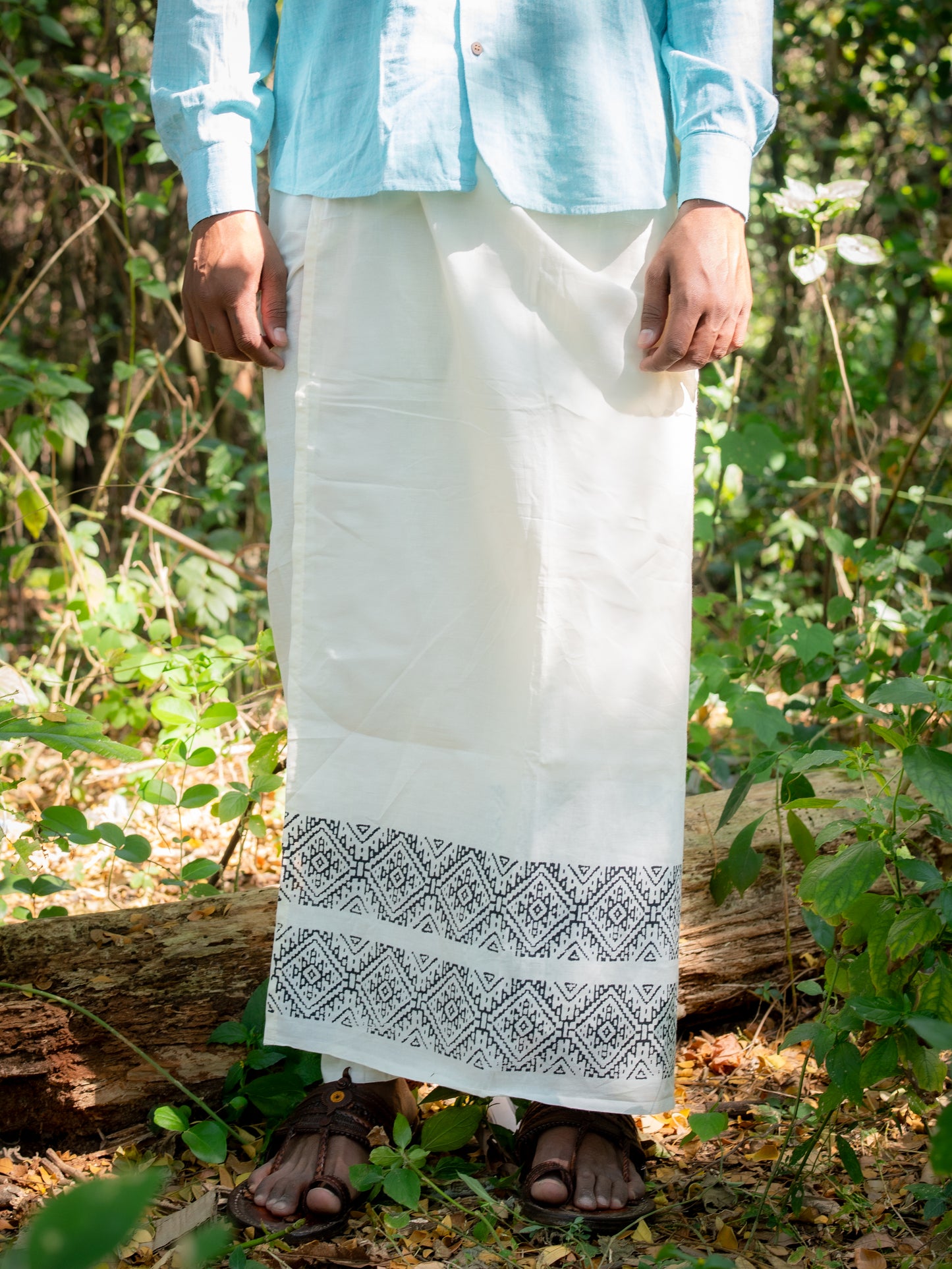 Khaadi Dhoti - Lungi Wrap| Block Printed Dhoti - Lungi Wrap for Men | 100% Handwoven Cotton | Traditional Hand Block Print | Breathable, Soft  | Ethnic Comfort Wrap