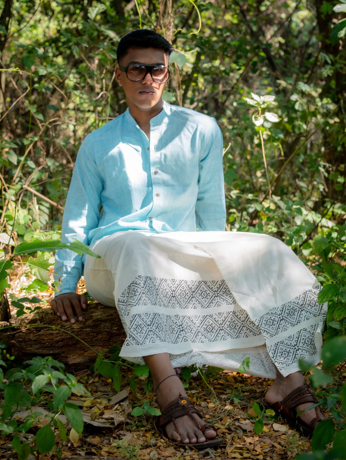 Khaadi Dhoti - Lungi Wrap| Block Printed Dhoti - Lungi Wrap for Men | 100% Handwoven Cotton | Traditional Hand Block Print | Breathable, Soft  | Ethnic Comfort Wrap