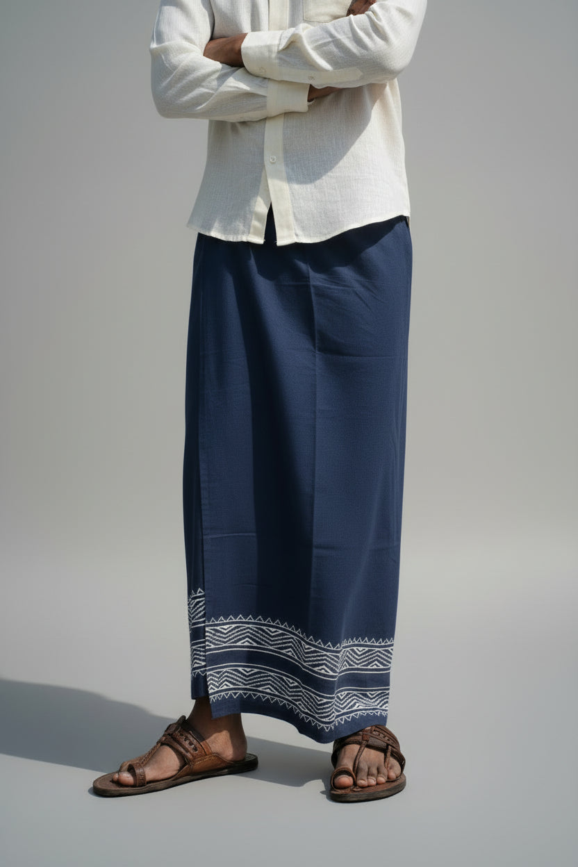 Kora Khaadi Dhoti - Lungi | Veshti | Pancha Wrap - White