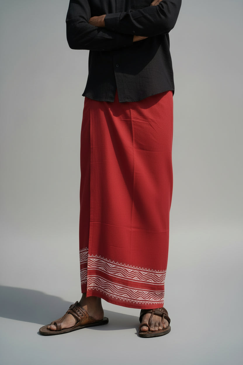 Kora Khaadi Dhoti - Lungi | Veshti | Pancha Wrap - White