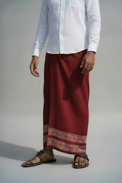 Kora Khaadi Dhoti - Lungi | Veshti | Pancha Wrap - White