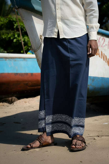 Kora Khaadi Dhoti - Lungi | Veshti | Pancha Wrap - White