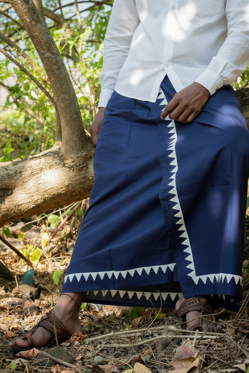 Kora Khaadi Dhoti - Lungi | Veshti | Pancha Wrap