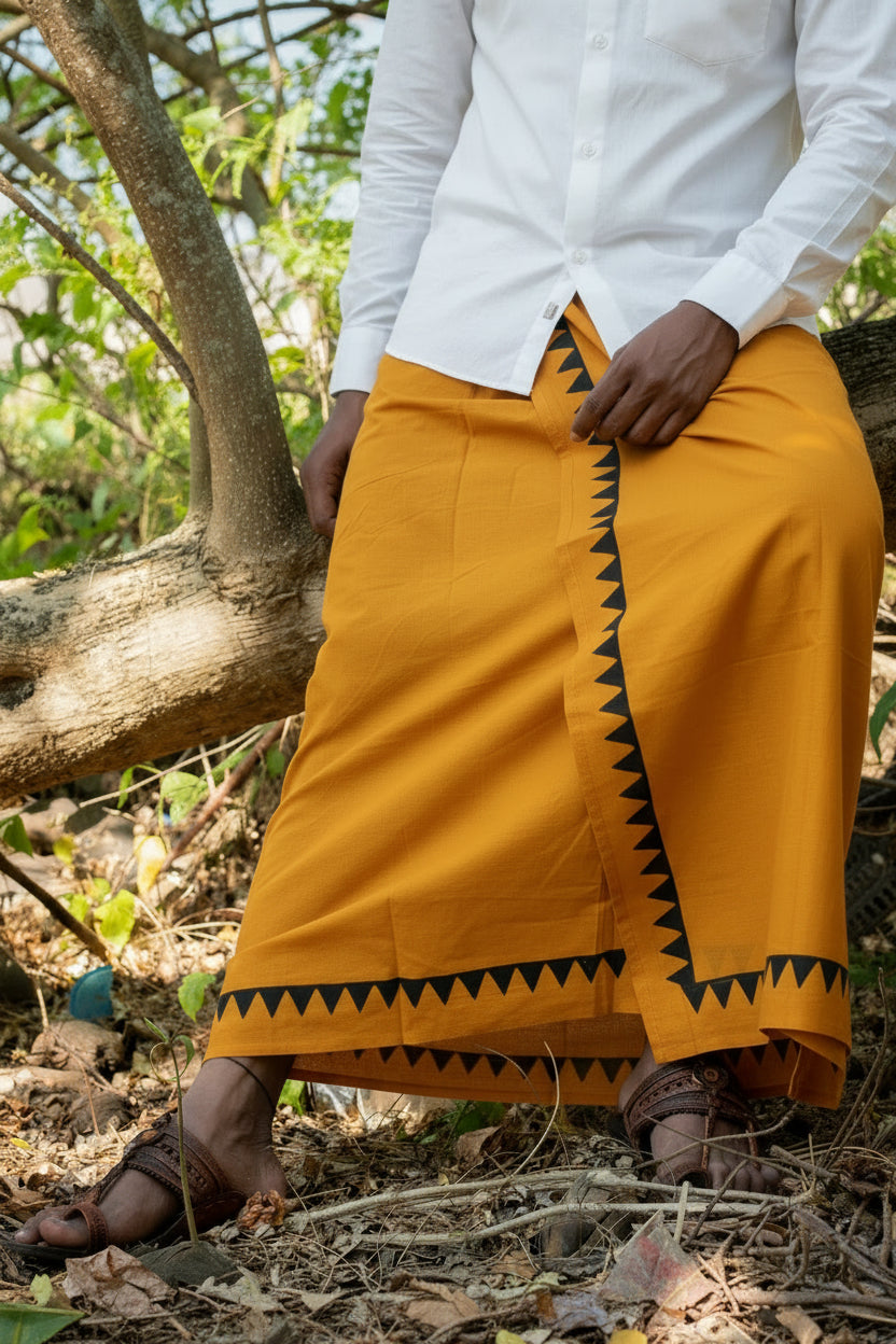 Kora Khaadi Dhoti - Lungi | Veshti | Pancha Wrap