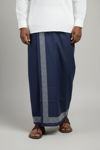 Kora Khaadi Dhoti - Lungi | Veshti | Pancha Wrap - White