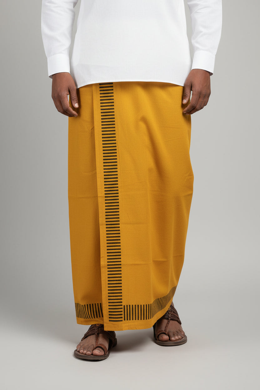 Kora Khaadi Dhoti - Lungi | Veshti | Pancha Wrap - White