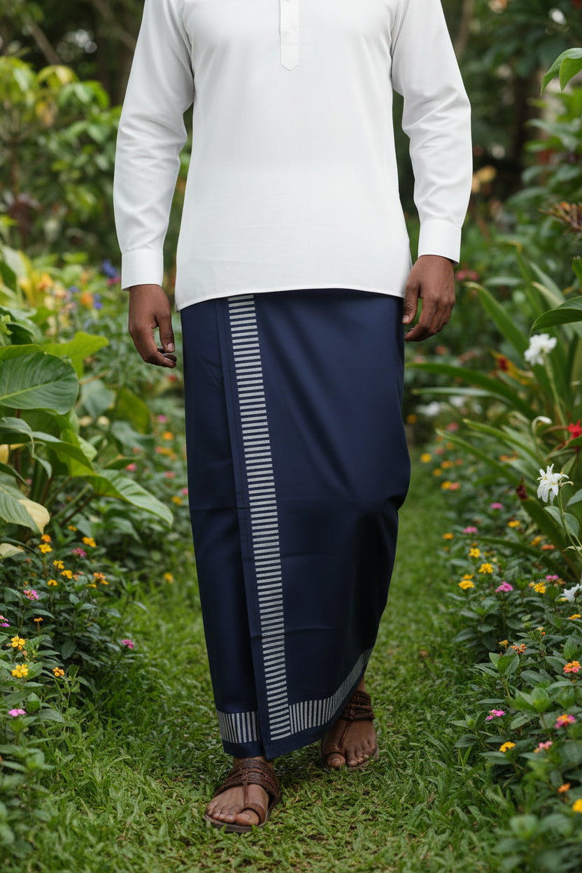 Kora Khaadi Dhoti - Lungi | Veshti | Pancha Wrap - White