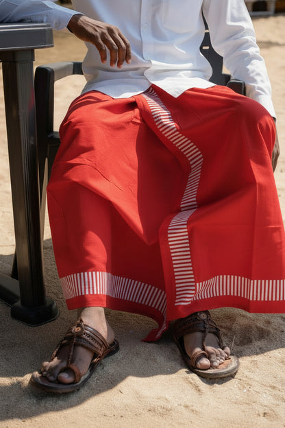 Kora Khaadi Dhoti - Lungi | Veshti | Pancha Wrap - White