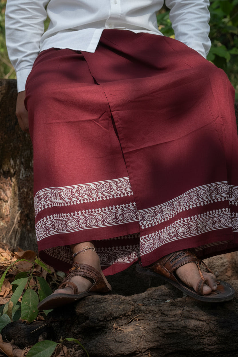 Kora Khaadi Dhoti - Lungi | Veshti | Pancha Wrap