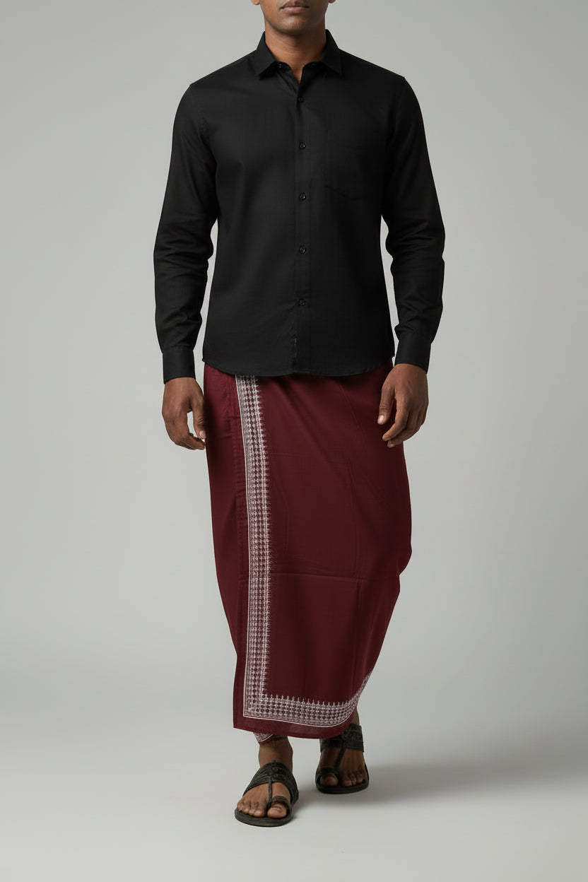 Kora Khaadi Dhoti - Lungi | Veshti | Pancha Wrap - White