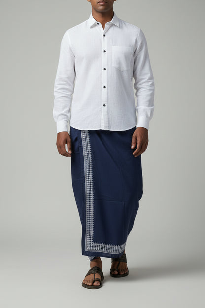 Kora Khaadi Dhoti - Lungi | Veshti | Pancha Wrap - White