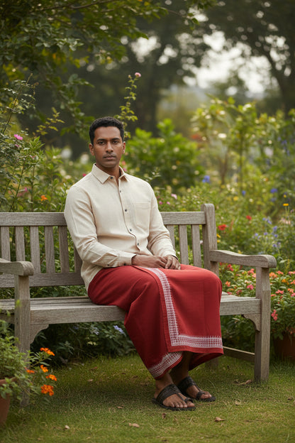 Kora Khaadi Dhoti - Lungi | Veshti | Pancha Wrap - White