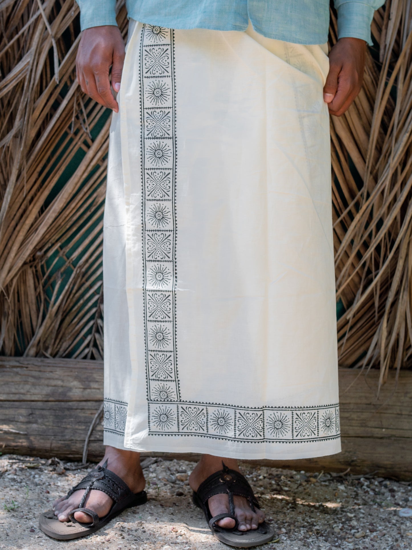 Kora Khaadi Dhoti - Lungi | Veshti | Pancha Wrap - White