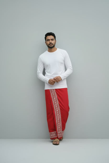 Kora Khaadi Dhoti - Lungi | Veshti | Pancha Wrap - White