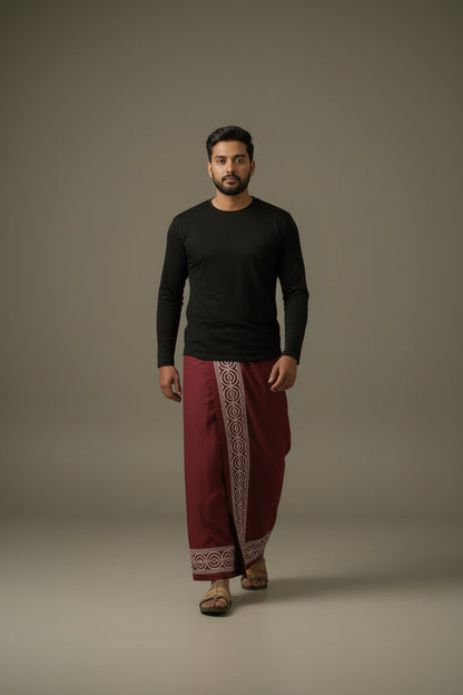 Kora Khaadi Dhoti - Lungi | Veshti | Pancha Wrap - White