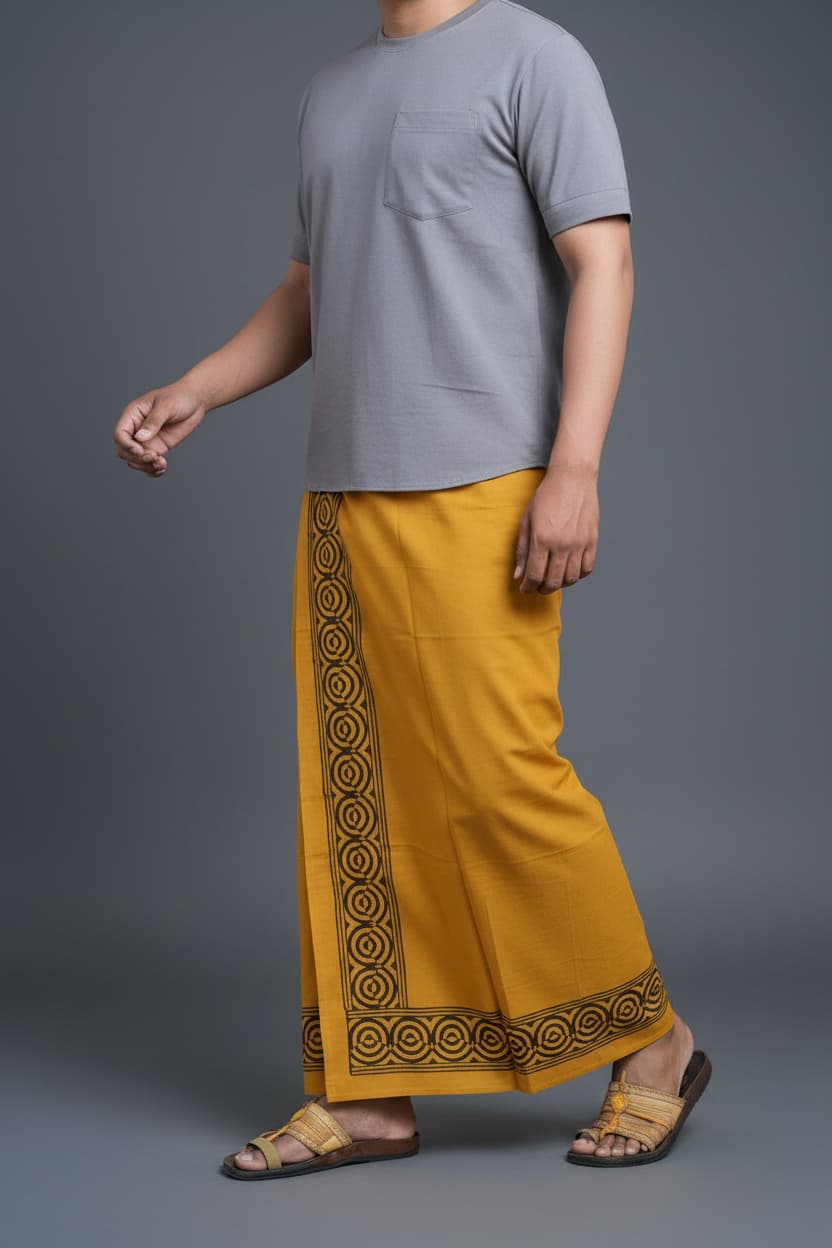 Kora Khaadi Dhoti - Lungi | Veshti | Pancha Wrap - White