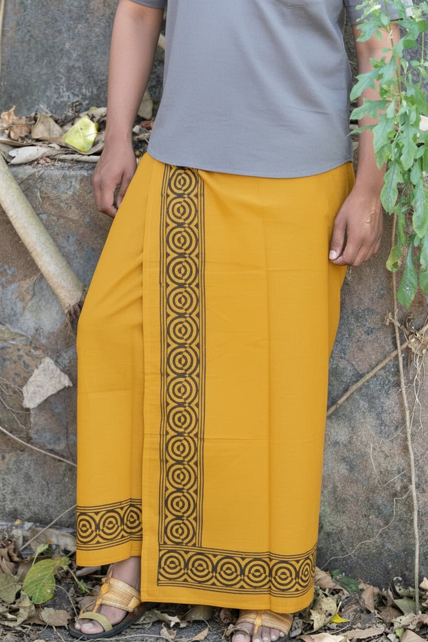 Kora Khaadi Dhoti - Lungi | Veshti | Pancha Wrap - White