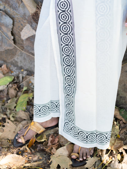 Kora Khaadi Dhoti - Lungi | Veshti | Pancha Wrap - White