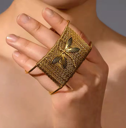 Baari - The Dragonfly Golden Hand Cuff