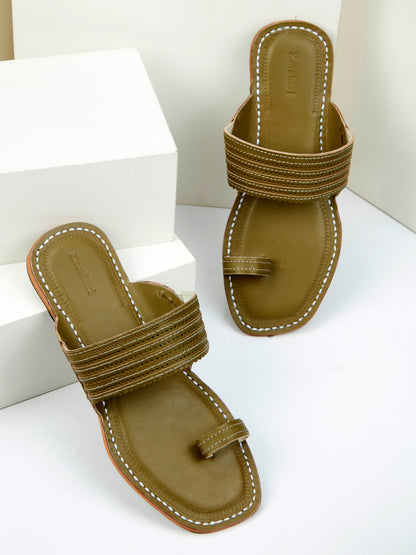 Korakari Stylish Grey Toes Kolhapuri Chappal for Men