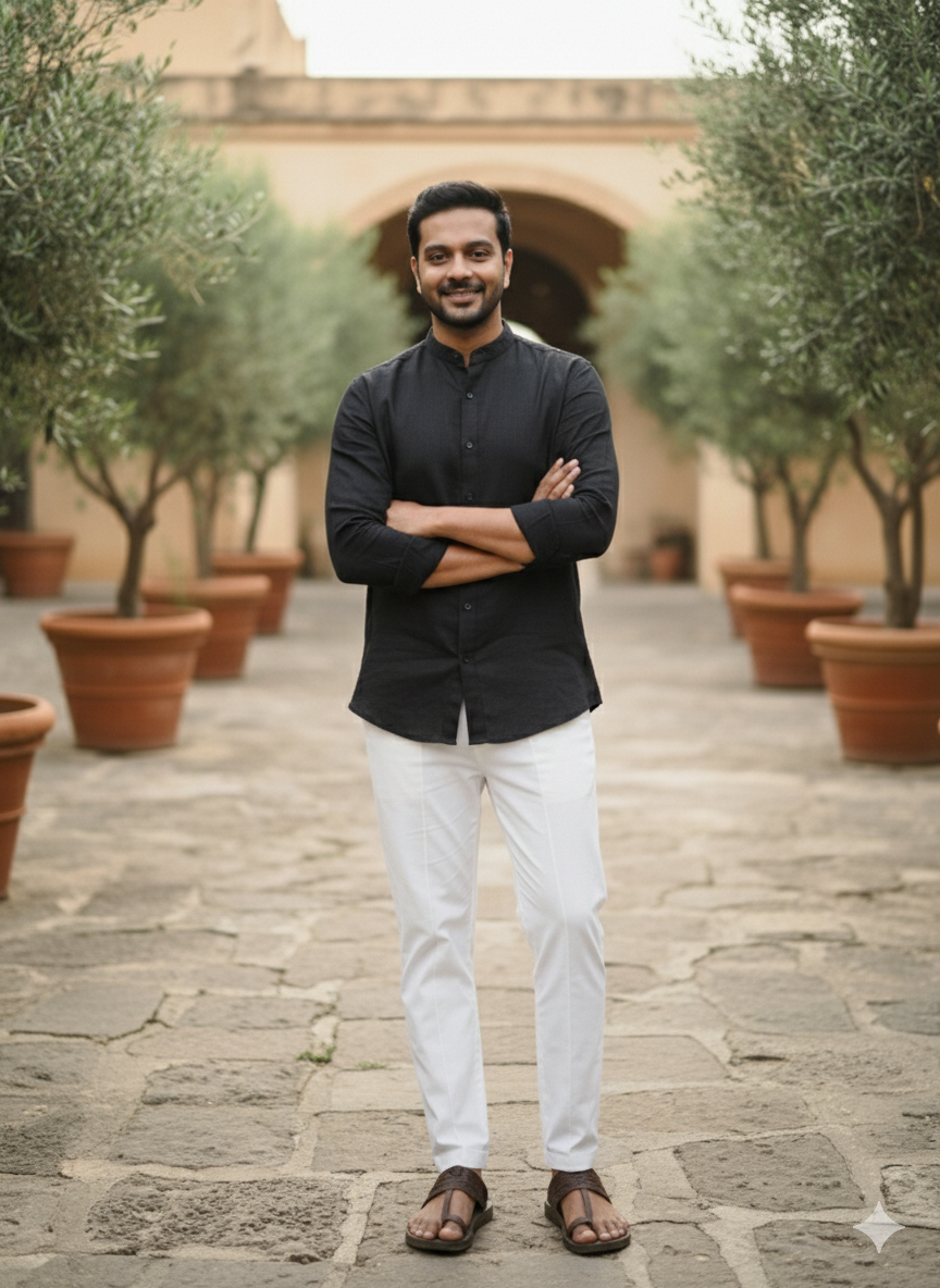 Men’s Pure Khadi Cotton Long Sleeve Shirt: Classic, Breathable & Ethically Made