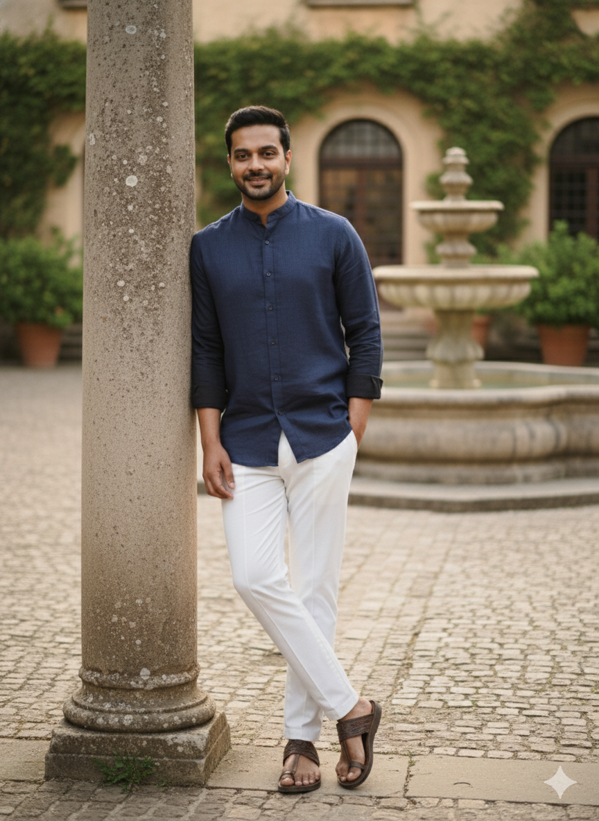 Men’s Pure Khadi Cotton Long Sleeve Shirt: Classic, Breathable & Ethically Made