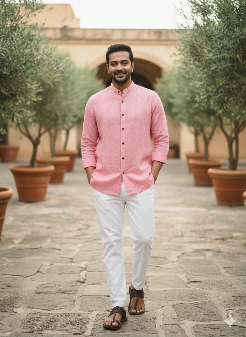 Men’s Pure Khadi Cotton Long Sleeve Shirt: Classic, Breathable & Ethically Made