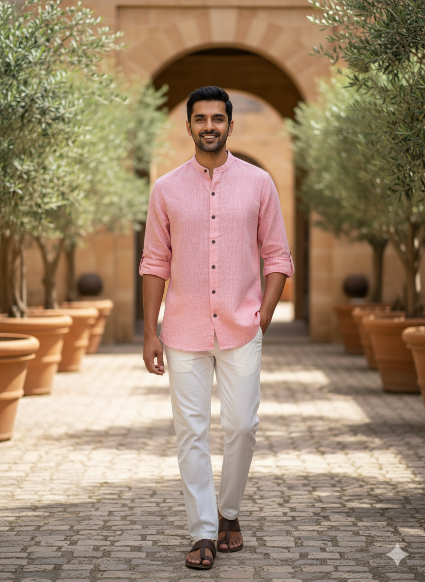 Men’s Pure Khadi Cotton Long Sleeve Shirt: Classic, Breathable & Ethically Made