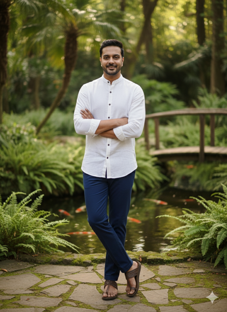 Men’s Pure Khadi Cotton Long Sleeve Shirt: Classic, Breathable & Ethically Made