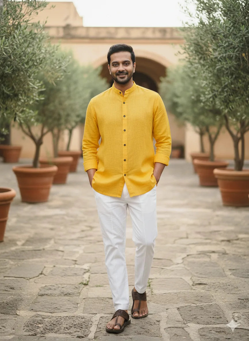Men’s Pure Khaadi Cotton Long Sleeve Shirt: Classic, Breathable & Ethically Made