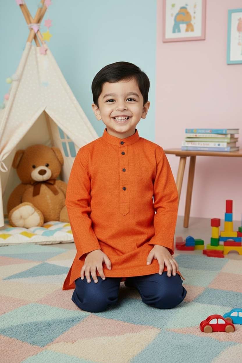 Ethnic Dhoti and Kurta Combos for Kids - Orange