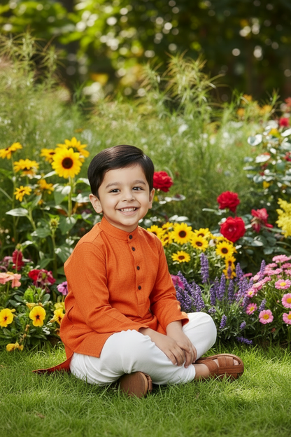 Ethnic Dhoti and Kurta Combos for Kids - Orange