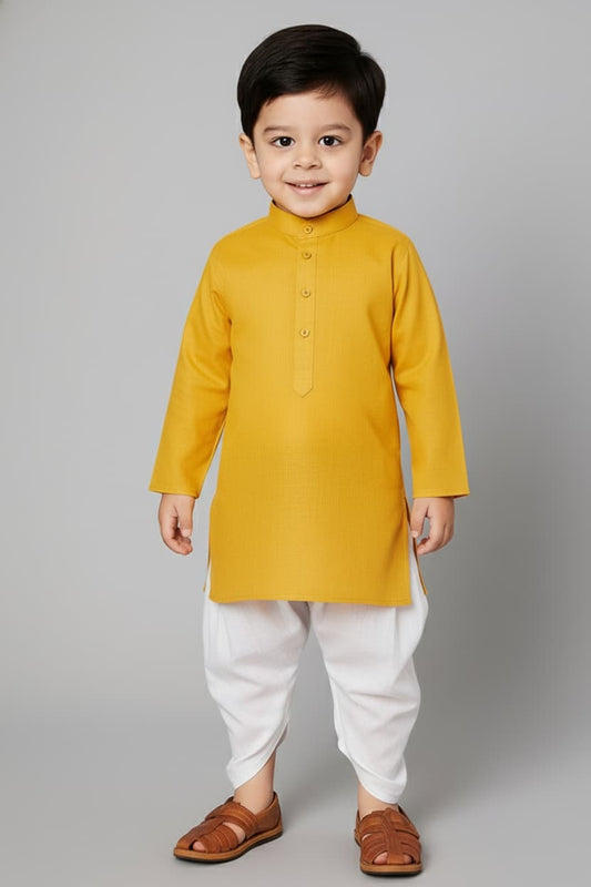Ethnic Dhoti and Kurta Combos for Kids | Mustard