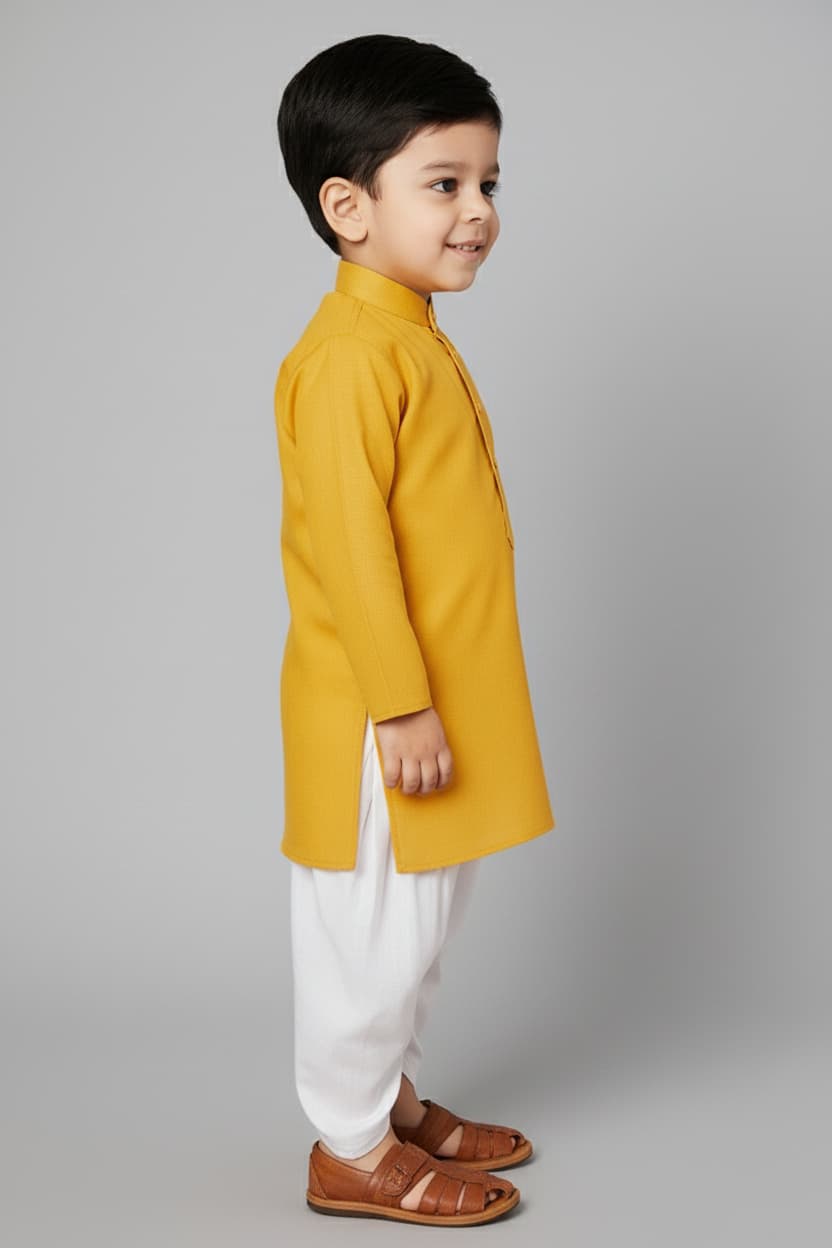 Ethnic Dhoti and Kurta Combos for Kids | Mustard