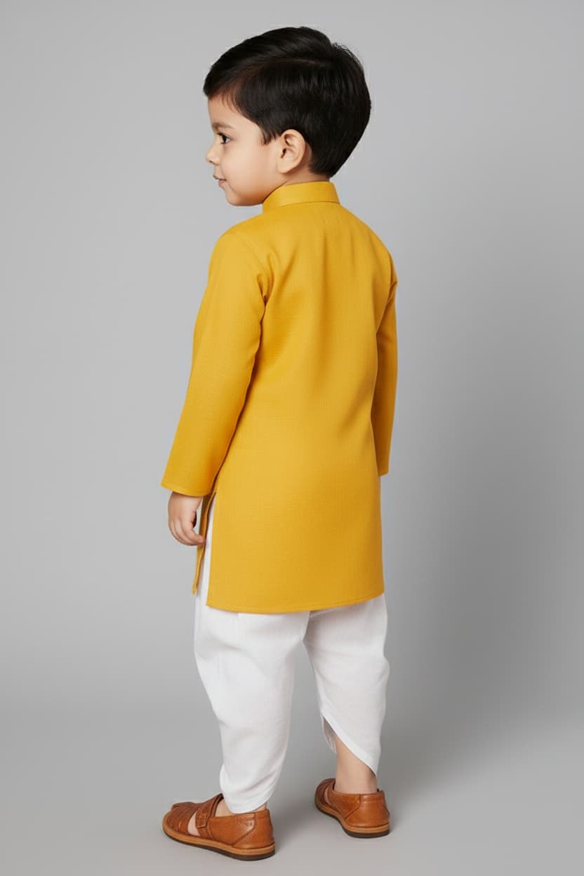 Ethnic Dhoti and Kurta Combos for Kids | Mustard