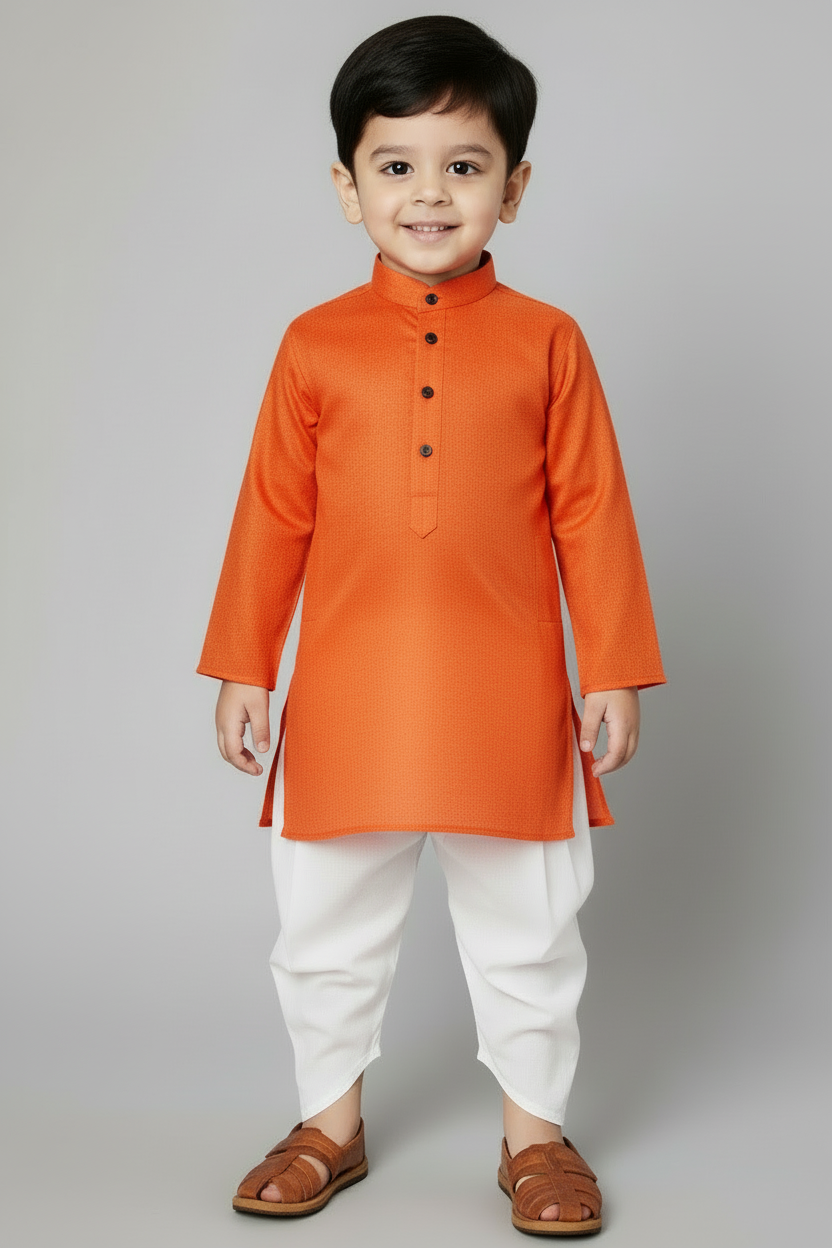 Ethnic Dhoti and Kurta Combos for Kids - Orange