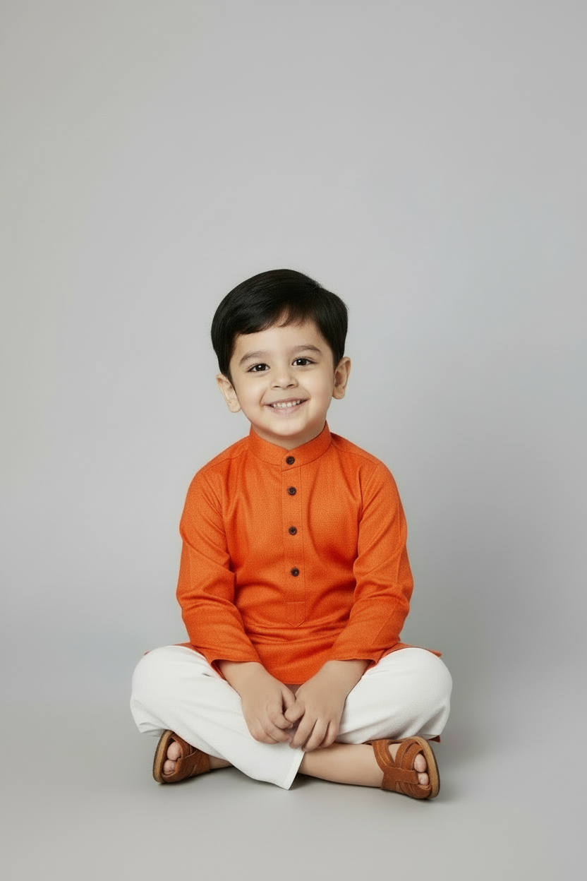 Ethnic Dhoti and Kurta Combos for Kids - Orange