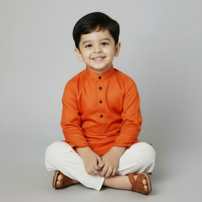 Ethnic Dhoti and Kurta Combos for Kids - Orange