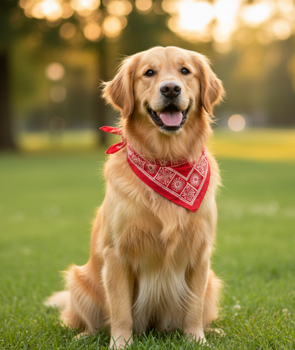 Handcrafted Khaadi Dog Bandana with Traditional Block Prints – Breathable, Festive, Free Size, Perfect for Dogs of All Breeds