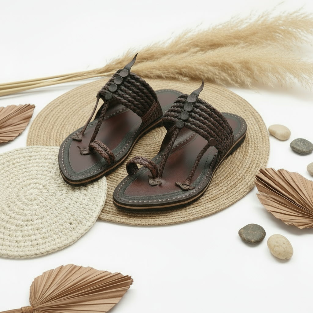 The String Dark Double | Men | Leather Kolhapuri Chappal