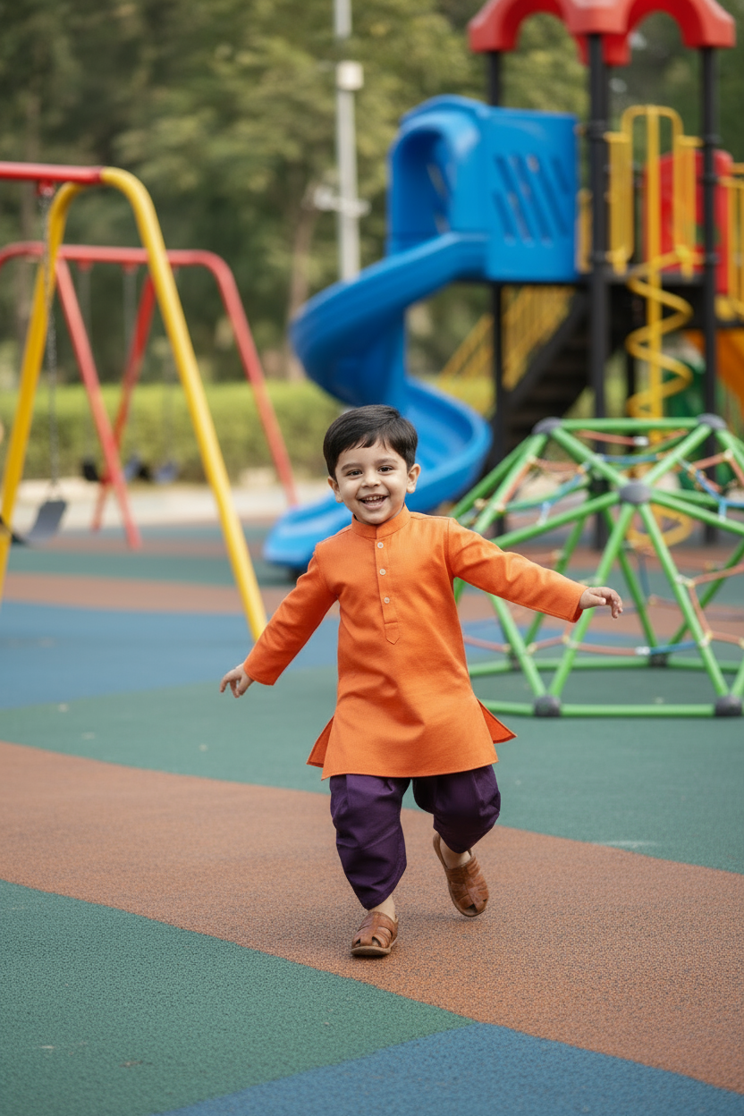 Ethnic Dhoti and Kurta Combos for Kids - Orange