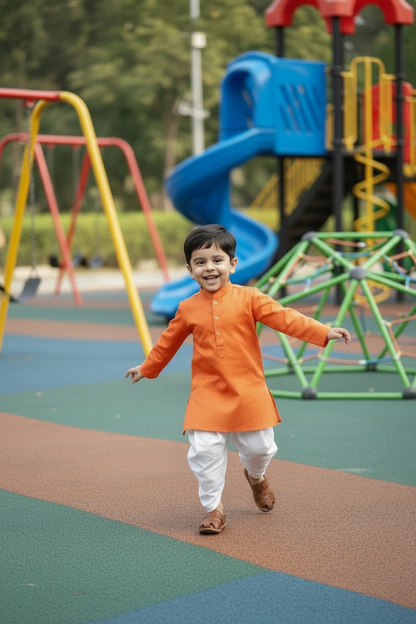 Ethnic Dhoti and Kurta Combos for Kids - Orange