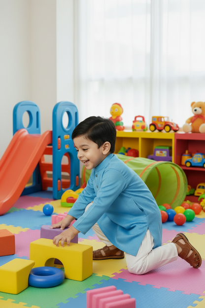 Ethnic Dhoti and Kurta Combos for Kids | Sky Blue