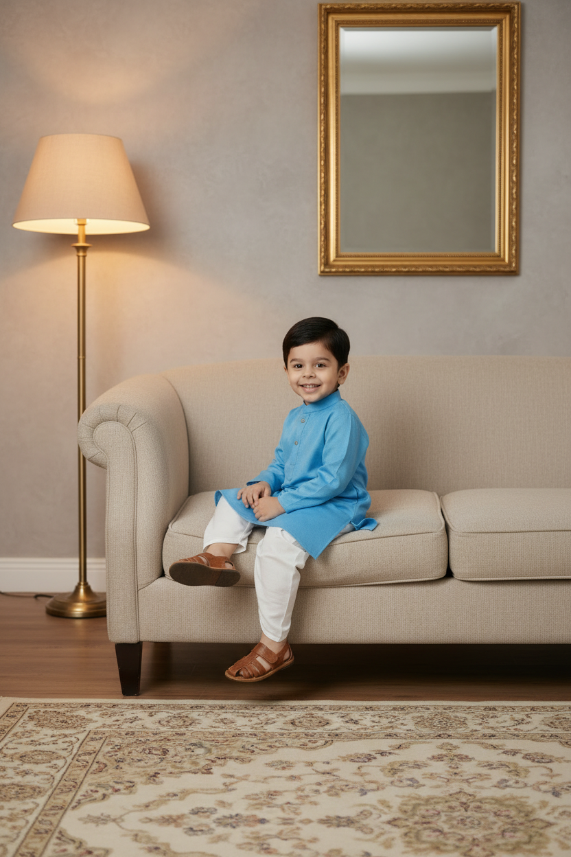 Ethnic Dhoti and Kurta Combos for Kids | Sky Blue