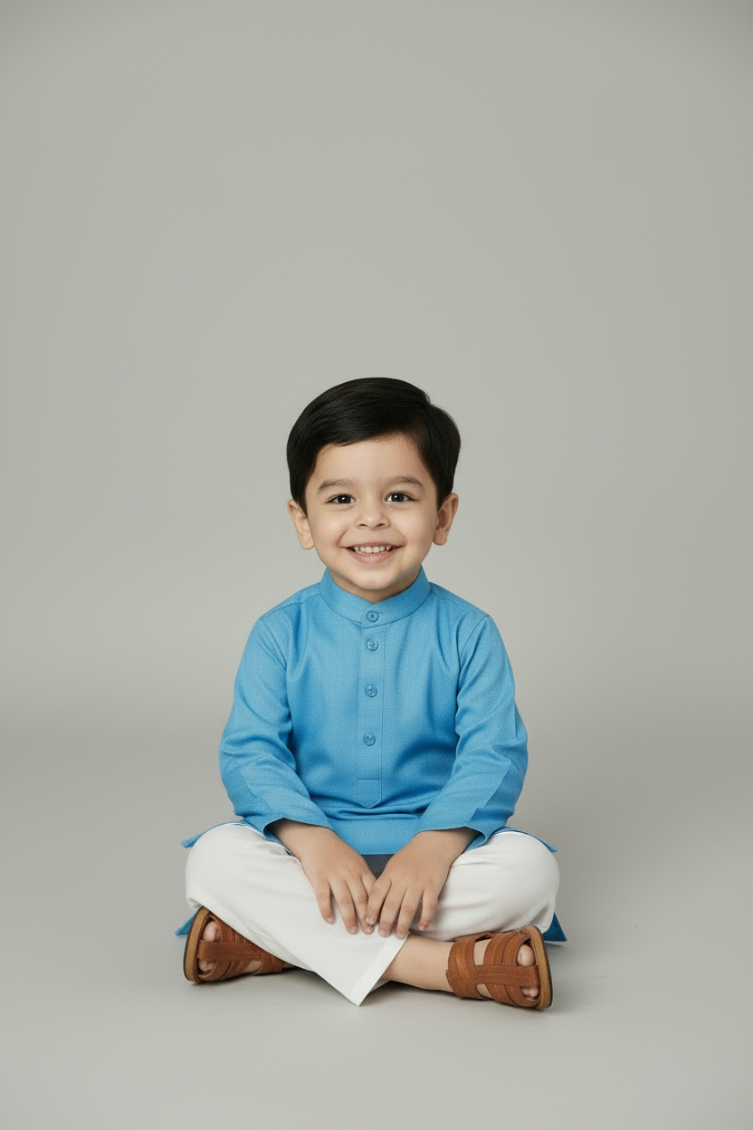 Ethnic Dhoti and Kurta Combos for Kids | Sky Blue