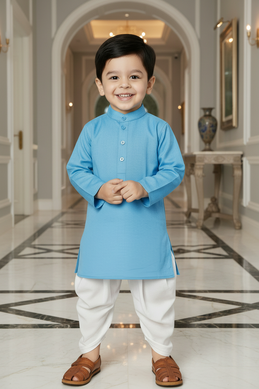 Ethnic Dhoti and Kurta Combos for Kids | Sky Blue