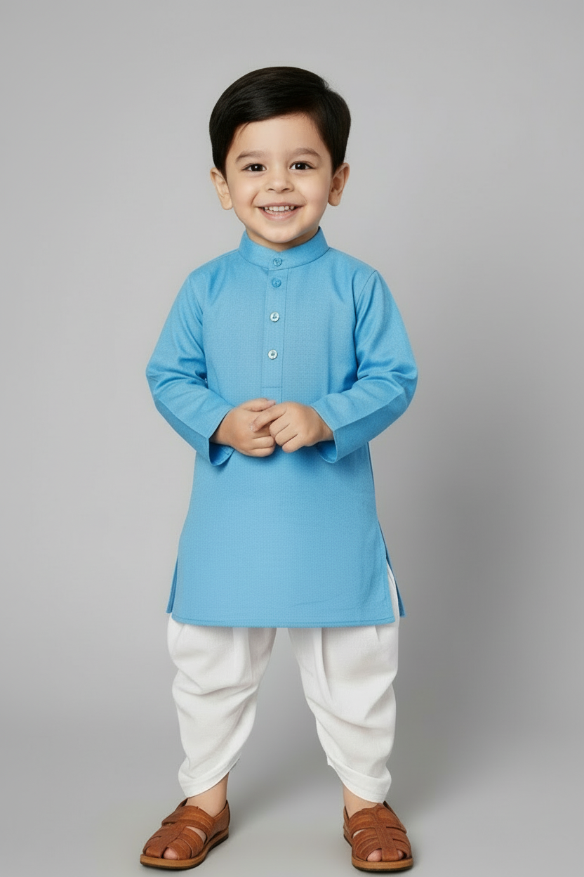 Ethnic Dhoti and Kurta Combos for Kids | Sky Blue