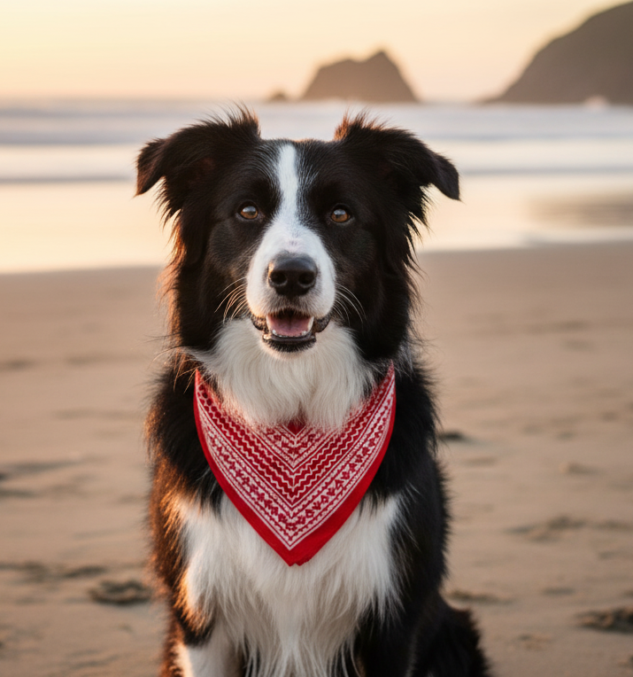 Handcrafted Khaadi Dog Bandana with Traditional Block Prints – Breathable, Festive, Free Size, Perfect for Dogs of All Breeds