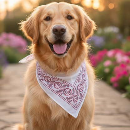 Handcrafted Khaadi Dog Bandana with Traditional Block Prints – Breathable, Festive, Free Size, Perfect for Dogs of All Breeds